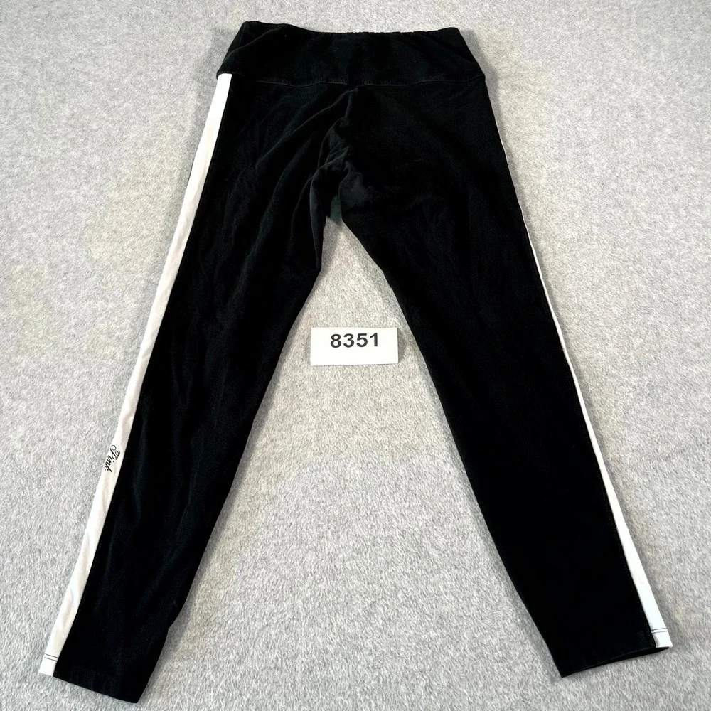 Pink Victoria's‎ Secret Black White Side Stripe Leggings Large Yoga Pants 8351